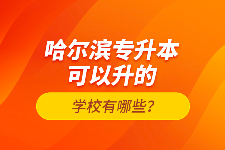 哈爾濱專(zhuān)升本可以升的學(xué)校有哪些？