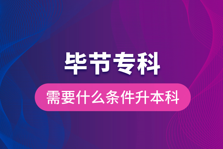 畢節(jié)?？菩枰裁礂l件升本科？